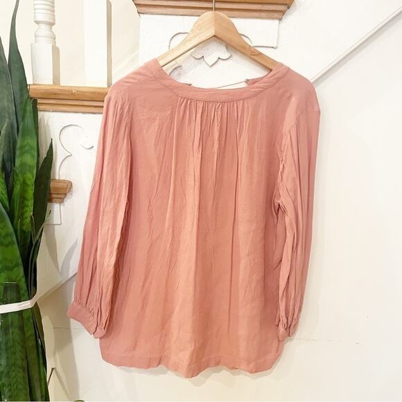 Madewell Neutral Peach Long Sleeve Lace Up Peasant Top Size S - Picture 4 of 6
